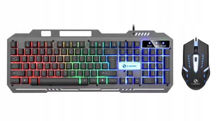 KLAWIATURA PODŚWIETLANA METALOWA OBUDOWA LIMEIDE DLA GRACZY LED RGB + MYSZ