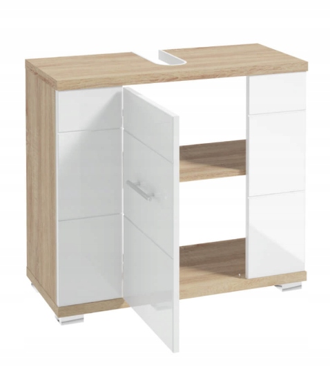 Skříňka pod umyvadlo s výřezem pro sifon 70x62,5x31,5 cm Dub sonoma Bílý