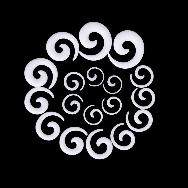 9Pairs Акриловий Spiral Gauge Earrings Ear Plug Для розтяжки Білий — фото 4