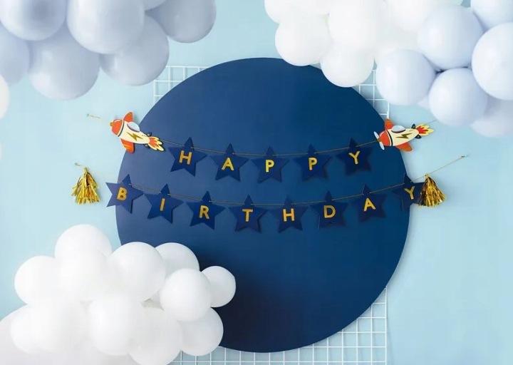 Банер на день народження Happy Birthday Літаки - синій, 13 x 250 см — фото 3