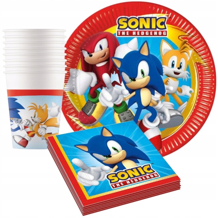 Набір Sonic Тарілочки Стаканчики Серветки за ліцензією 36 ел. 8 os.