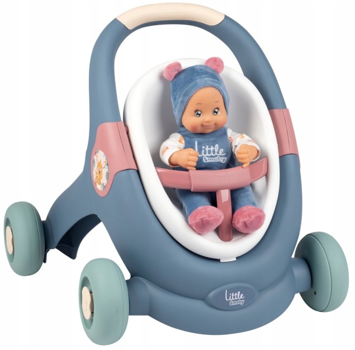 SMOBY LITTLE ходунки 3 в 1 візок для ляльок + лялька-пупс легкий набір 12 міс.+ — фото 2
