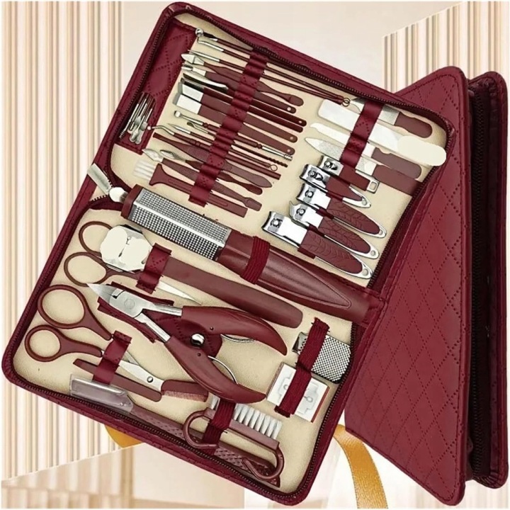 Zestaw do manicure i pedicure з нержавіючої сталі червоного кольору — фото 2