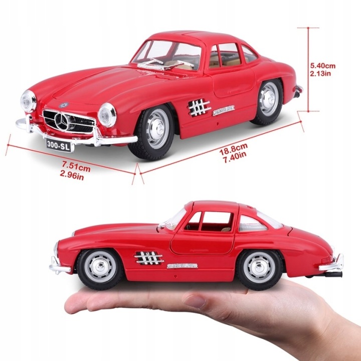Mercedes-Benz 300 SL 1:24 модель Bburago 18-22023 — фото 11