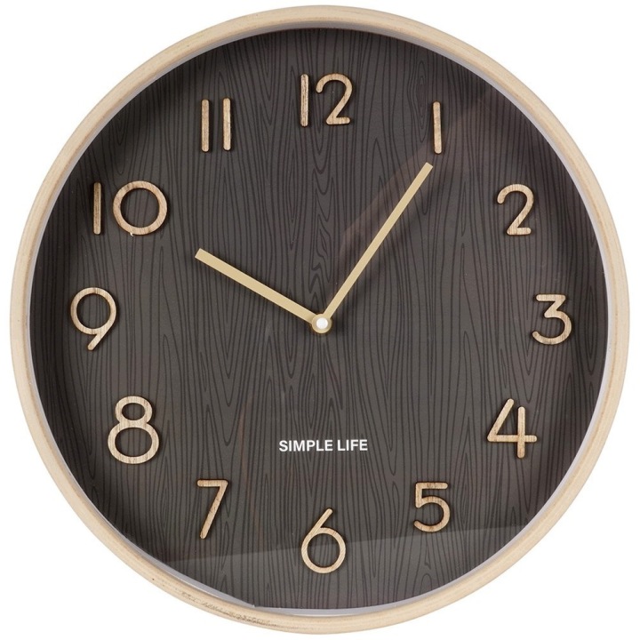 nástěnné hodiny šedé 38 cm Mdf klasické do obývacího pokoje i kanceláře, dekorace