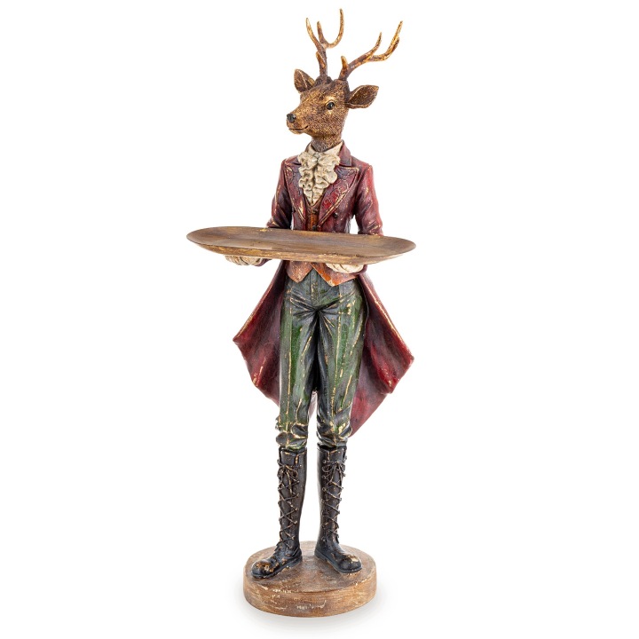 Vánoční figurka jelen velký sob 60x19x17 cm s podnosem