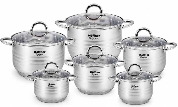Sada Hrnců Stříbrná 12 El Hoffner Elegance Premium Set Hrnců