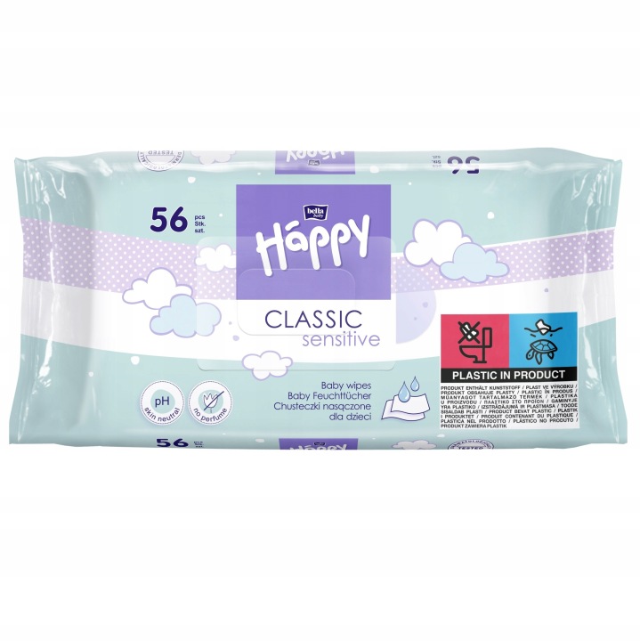 Серветки вологі Bella Baby Happy Classic Sensitive 56 шт.