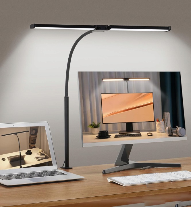Dvouhlavá stolní lampa s 5 úrovněmi teploty barev, stmívatelná