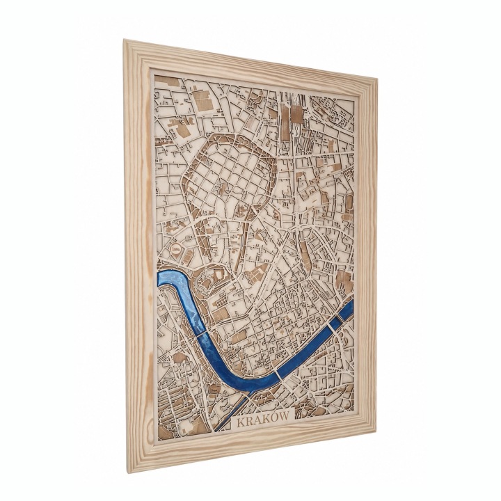 Mapa města 3D dřevěná s pryskyřicí 75x45 obraz na zeď do obývacího pokoje dárek