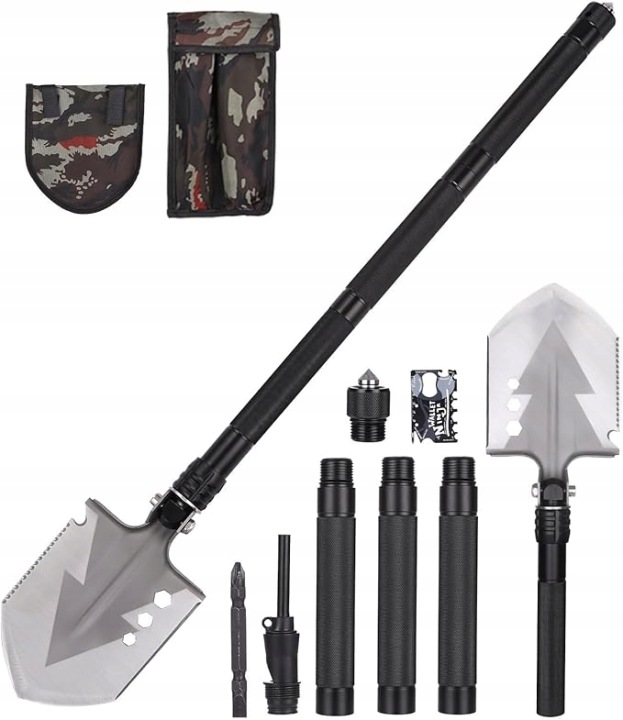 Skládací lopata na přežití 78 cm 3 délky Nůž křesadlo kryt