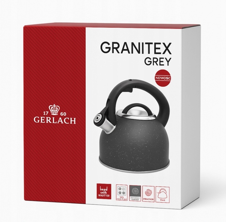 Konvice Gerlach Solid 2,8 L s píšťalkou Ocelová, indukční žula