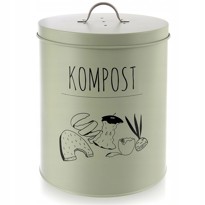 Kuchyňský Kompostér Kovový S Uhlíkovým Filtrem 8 L Zelený