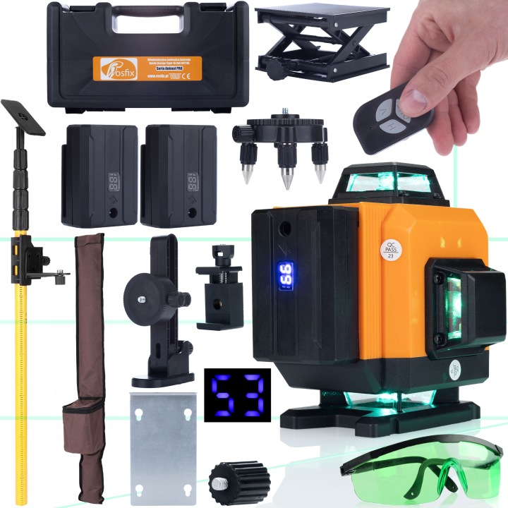 Sada Laser Křížová Vodováha 360 Tyč Brýle Rosfix Tiger Kufr 2AK