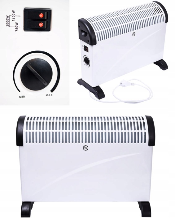 Konvektorový Ohřívač 2000 W, Pracovní Rozsah 750 W 1