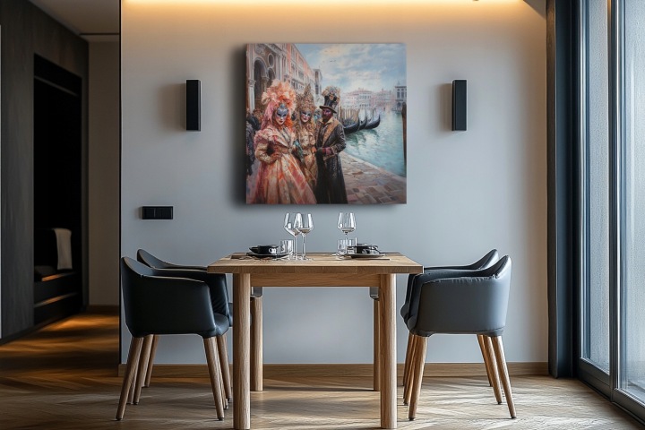 Plakát Karneval Benátky Masky Gondoly Itálie Zábava 100x75