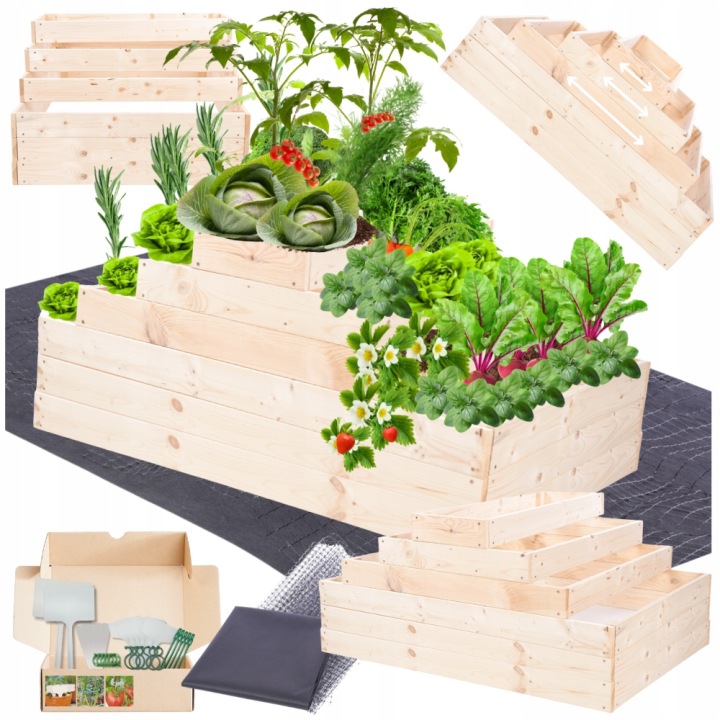 Nastavitelný vyvýšený záhon zeleninový záhon pařeniště dřevěný 54x120x100