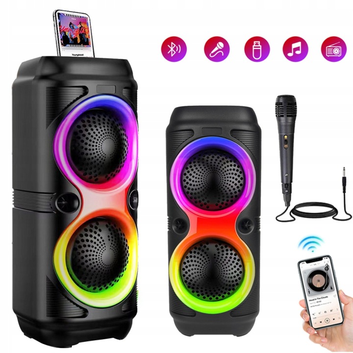 Портативна колонка BLUETOOTH 4" RGB сабвуфер бездротовий з мікрофон — фото 9