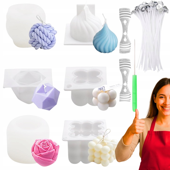 Sada na výrobu svíček kuličky silikonové formy knoty jehla Diy