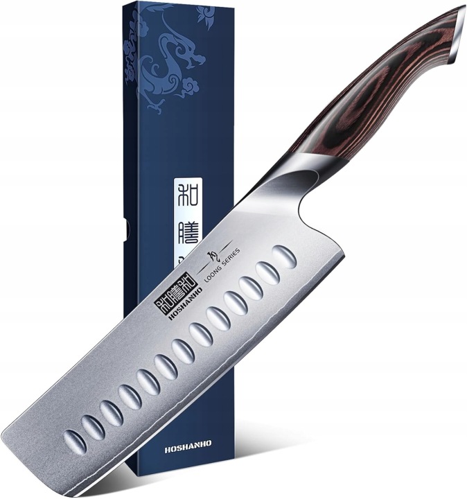 Nůž Nakiri 18 CM Z Oceli AUS-10 S Rukojetí Pakkawood
