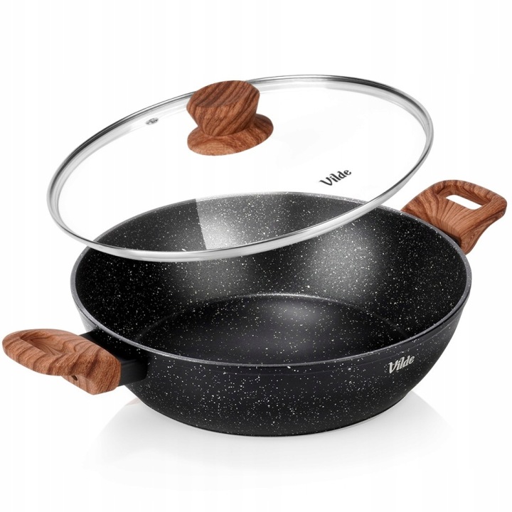 Granitová pánev na smažení dušení Hluboká s víkem 28 cm 3,5 l