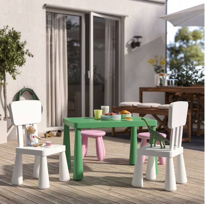 IKEA MAMMUT столик дитячий 77x55 см яскраво-зелений — фото 4