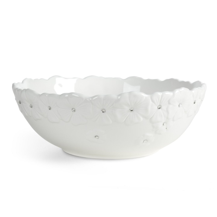 Dekorativní mísa Elisa bílá z keramické hlíny Ø25 × 10 cm