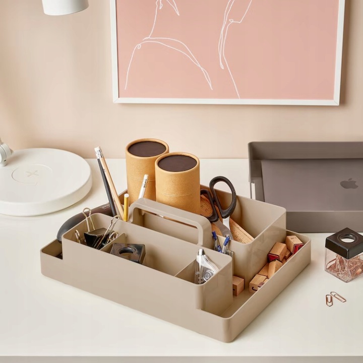Органайзер на письмовий стіл IKEA KUGGIS 26x35x16 см сіро-бежевий — фото 4