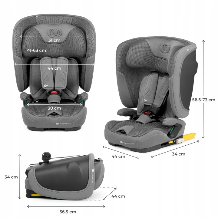 KINDERKRAFT FIX2GO I-SIZE автокрісло ISOFIX 76-150 см 9-36 кг сірий (виставковий) — фото 12