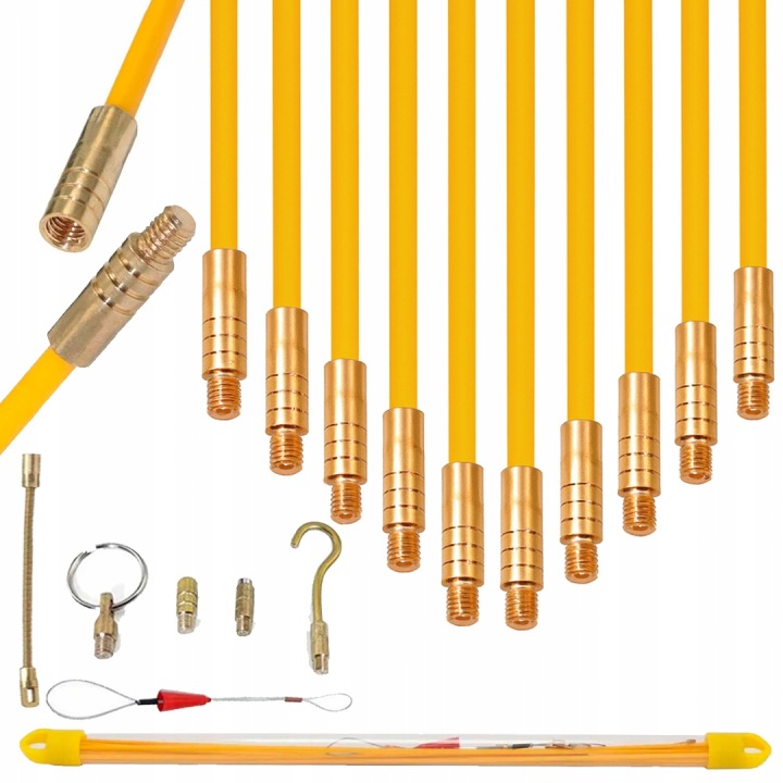 Skleněné Vlákno Pro Přetahování Kabelů 10x1m 6mm Vytahovač Pilot Stalka 17 Ks
