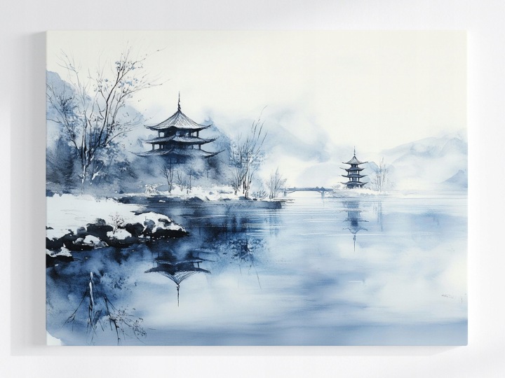 Plakát Krajina Asie Japonsko Hory Voda Pagoda Odraz 100x75