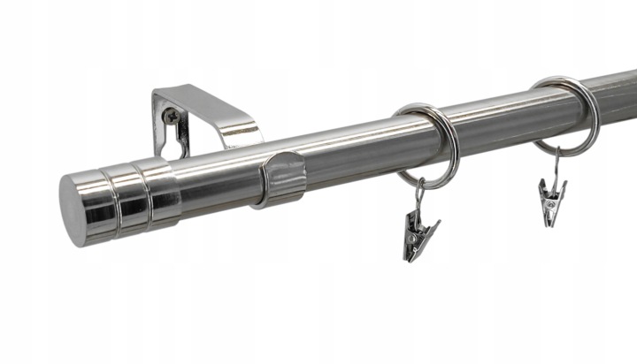 Jednoduchá Garnýž Loft 19 mm Kovový Nikl 300 cm MIX koncovek