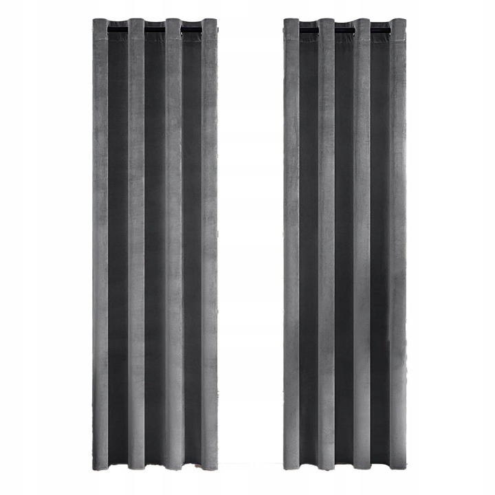 Zatemňovací Závěsy Blackout 2 kusy Šedé 140 x 245 cm na průchodkách