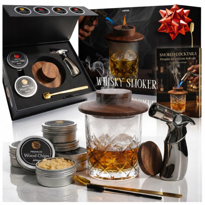 Sada na uzení Whisky Smoker Dárek pro muže, muže, chlapa, štěpky +dárek