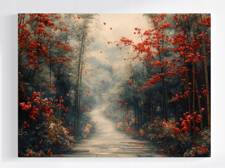 Plakát Krajina Park Strom Bambus Květiny Podzim 100x75