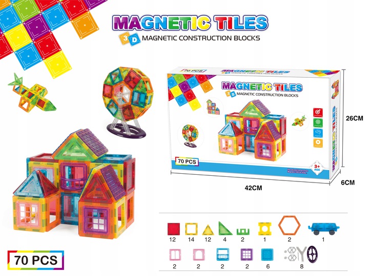 MAGNETIC BLOCKS 3D MAGNETIC 70el Education Panel Kid's age 3+ years