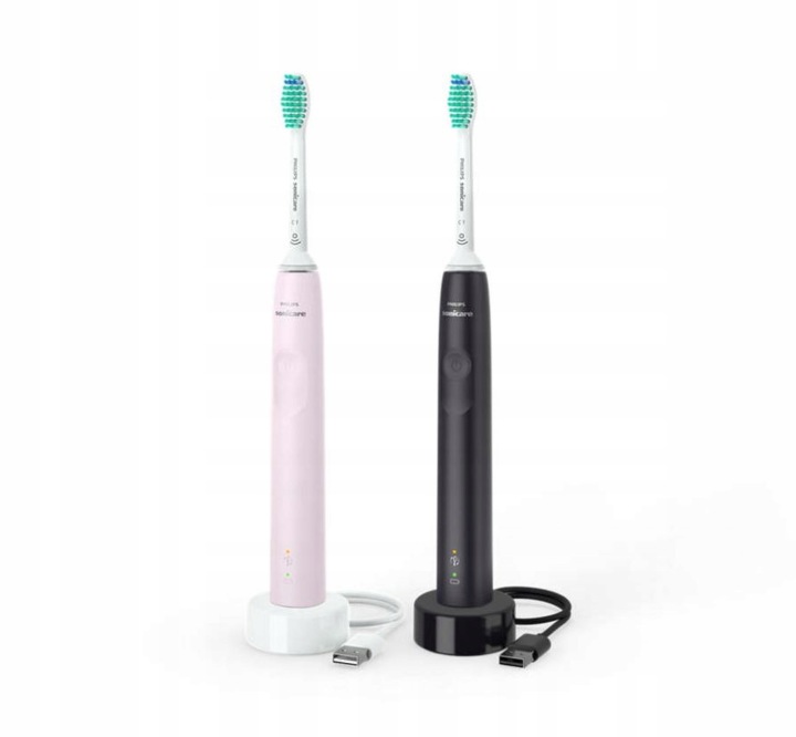 2 шт. Philips Sonicare 3100 звукова зубна щітка C1 чорна і рожева HX3675/15