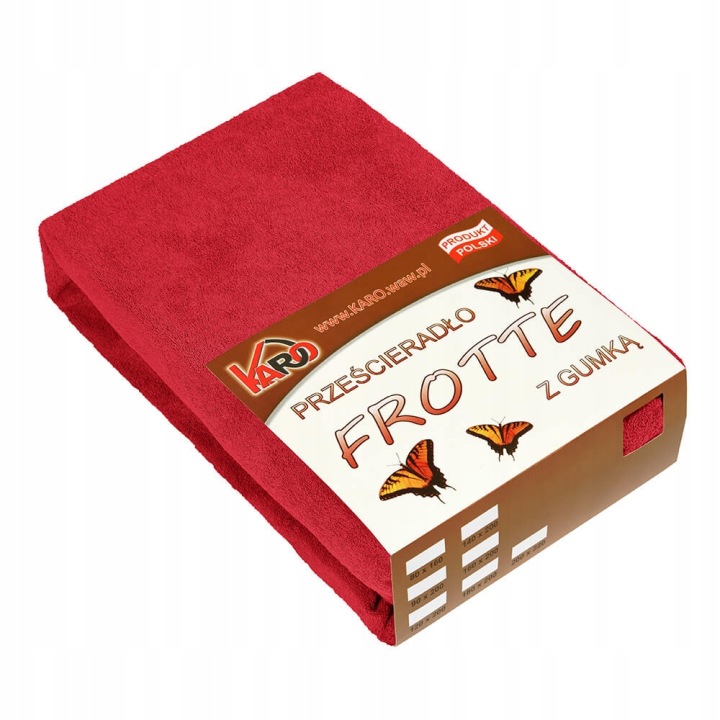 Froté prostěradlo s gumou 200x200 červené Karo