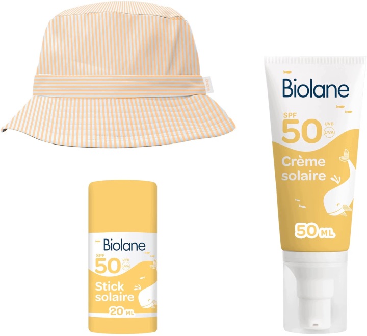 BIOLANE набір сонцезахисний для дітей Штифт + Крем + Капелюх spf 50
