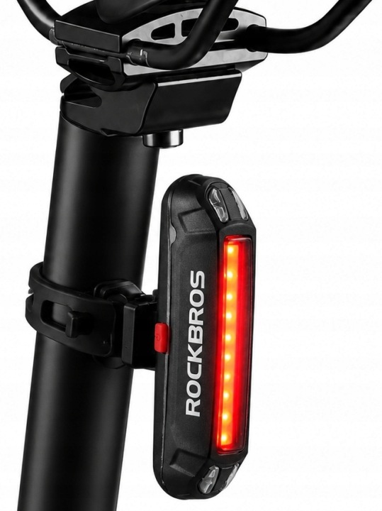 Lampka rowerowa tylna LED USB міцна водонепроникна на підсідельний штир велосипедну чорна