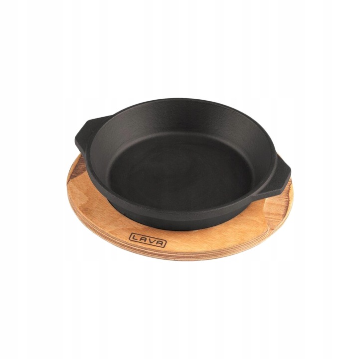 Lava Metal Litinový servírovací talíř/miska 16cm s dřevěným podstavcem