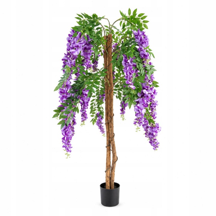Umělá Glycinie V Květináči, Fialová, 130 CM, Materiál Do Interiéru
