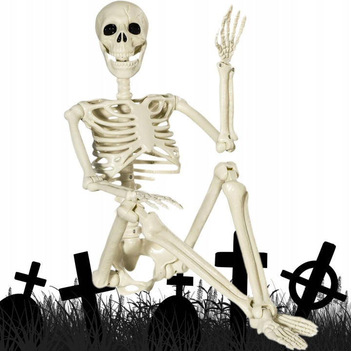 Halloween Kostra Stojící 94 CM Pohyblivé Klouby Dekorace Strašidelná Ozdoba