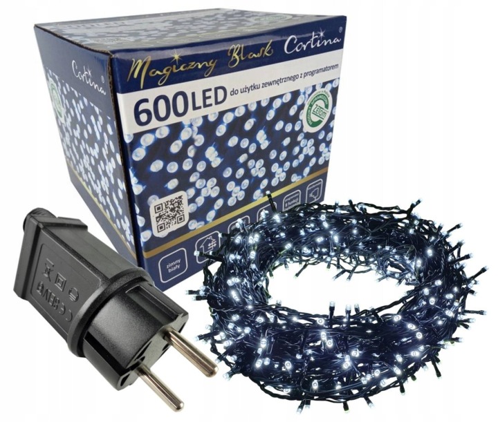 Vánoční Osvětlení Na Stromeček 600 Led Studená Bílá Na Vánoční Stromeček Programátor IP44 Zew/wew