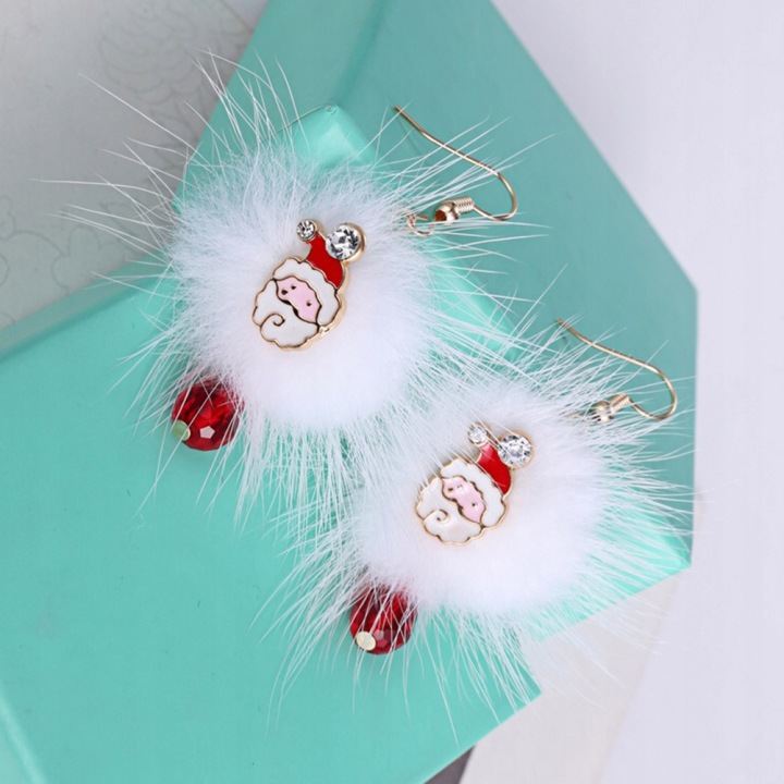1 пара унікальний різдвяний гачок сережки SANTA POM POM DANGLE дизайн — фото 4