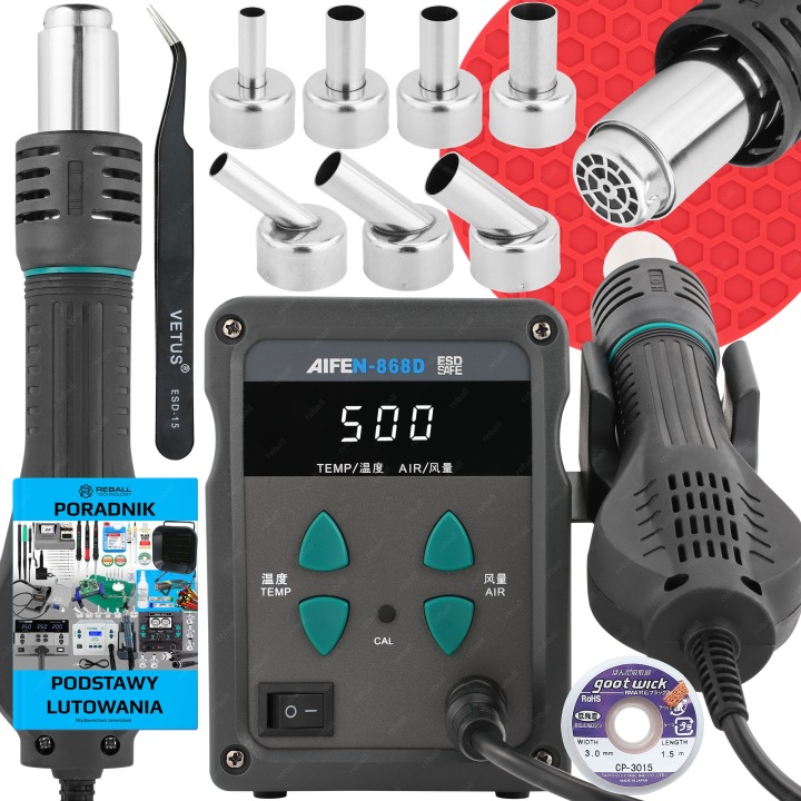 Set Pájecí Stanice Hot Air Svařovací Plast Aifen 868D 700W 500C Lv1