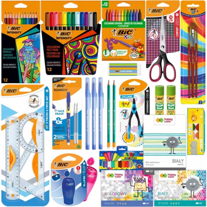 BIC шкільний набір для класів 1-3 олівці фломастери олівці блоки