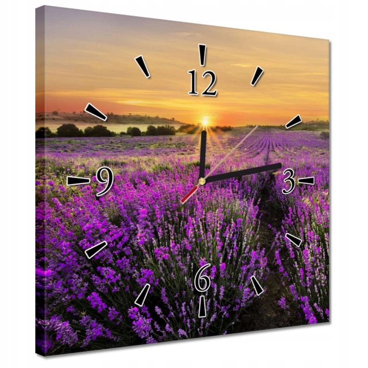 Hodiny 30x30 Levandule Západ slunce