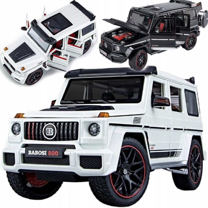 MERCEDES BRABUS G800 металевий 1:24 вогні звук диск білий чорний