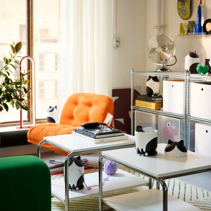 IKEA GREJSIMOJS Контейнер з кришкою - у формі кота чорний/білий — фото 4